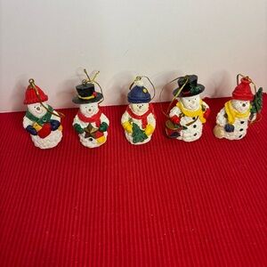 Snowman Christmas Ornaments Set of 5